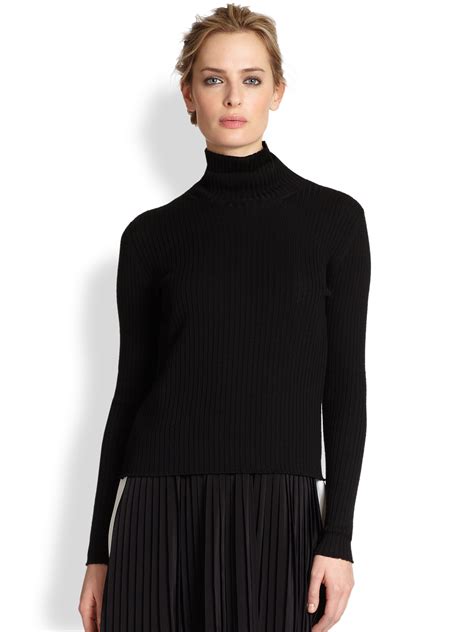 black versace turtleneck|Virgin wool turtleneck sweater in black .